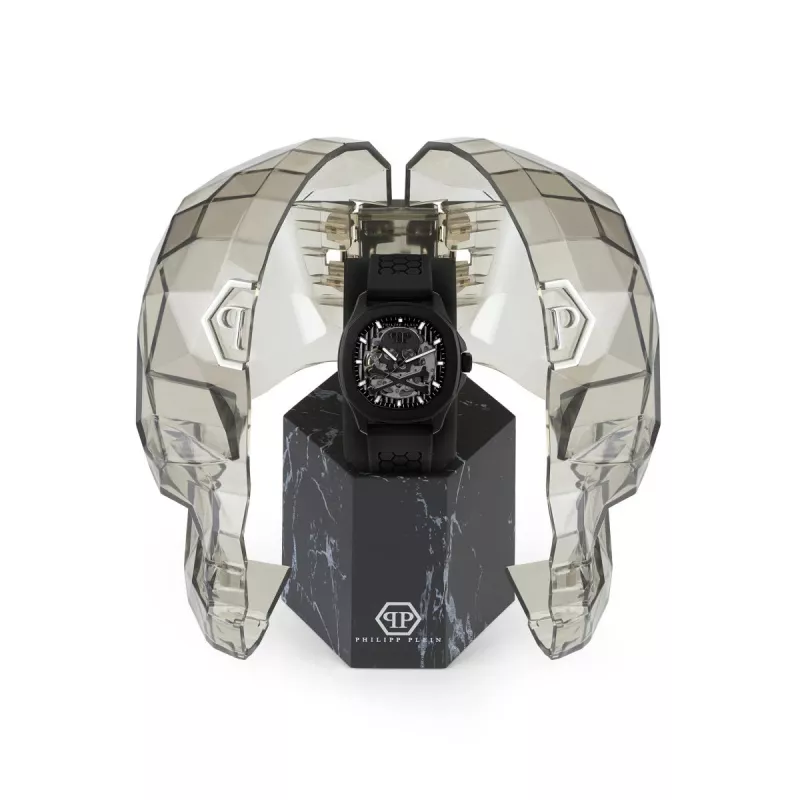 Relógio automático de homem Philipp Plein The Skeleton PWRAA0923 42mm silicone preto
