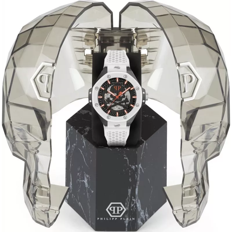 Philipp Plein The Skeleton Relógio Automático Homem PWPFA0724 46mm Silicone Preto