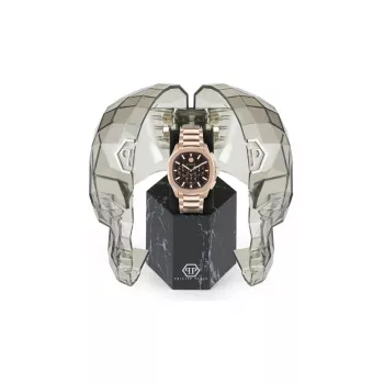 Relógio de quartzo de homem Philipp Plein The Skeleton PWSAA0623 44mm Bracelete de silicone preto