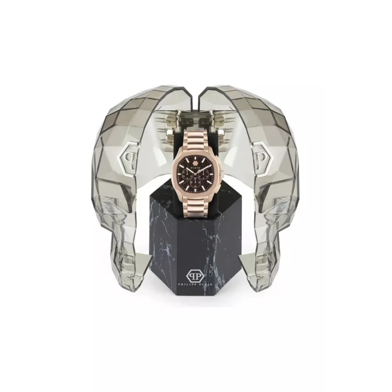 Relógio de quartzo de homem Philipp Plein The Skeleton PWSAA0623 44mm Bracelete de silicone preto
