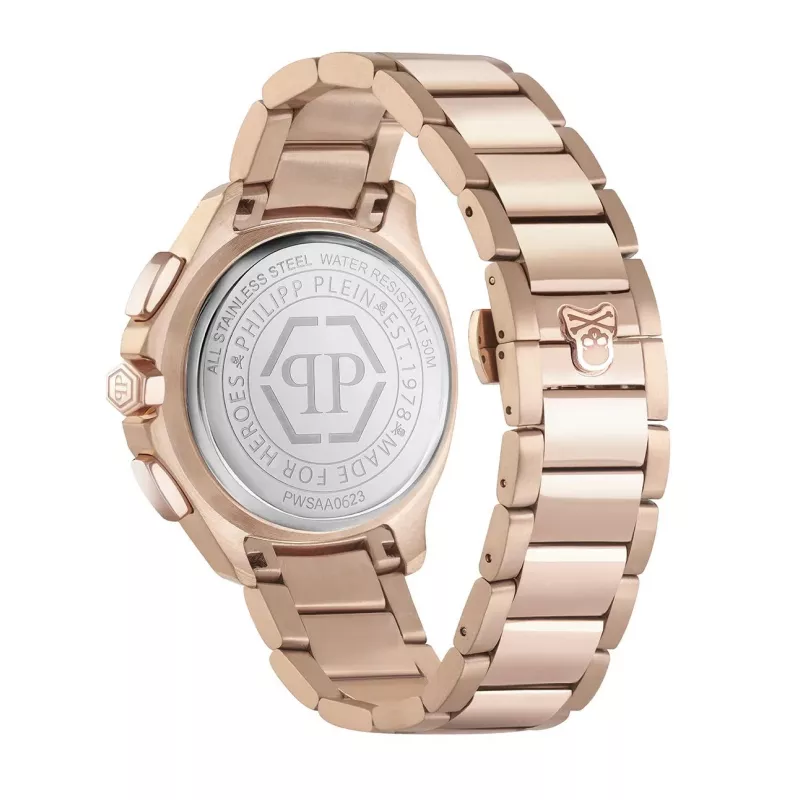 Relógio de quartzo de homem Philipp Plein The Skeleton PWSAA0623 44mm Bracelete de silicone preto