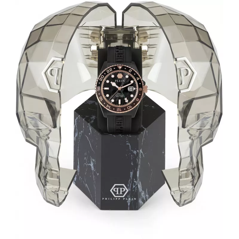 Relógio de quartzo Philipp Plein The Skeleton para homem PWYBA0823 44mm silicone preto