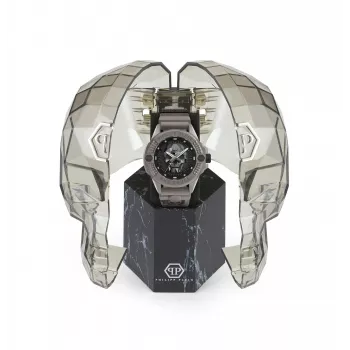 Relógio de homem Philipp Plein The Skeleton PWUBA0323 44mm Black IP aço inoxidável silicone