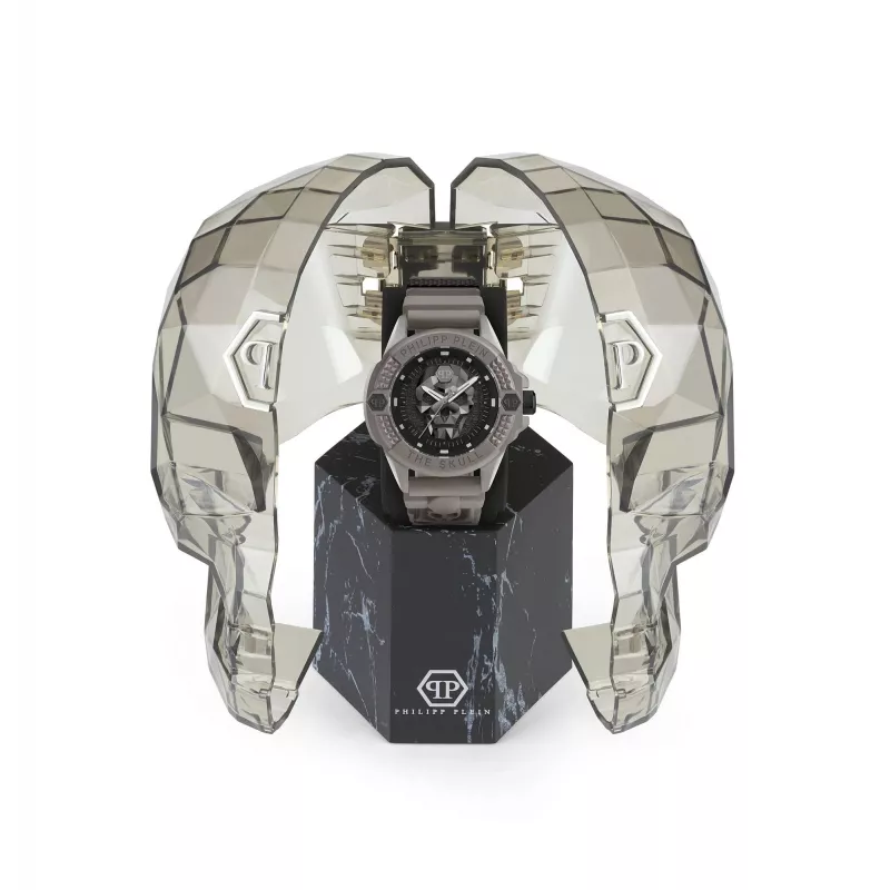 Relógio de homem Philipp Plein The Skeleton PWUBA0323 44mm Black IP aço inoxidável silicone