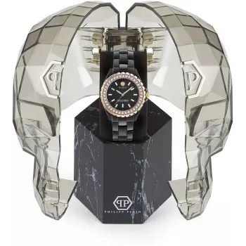 Philipp Plein The Skull Relógio de Quartzo Mulher 38mm Aço Inoxidável Preto Silicone PWPPA0324