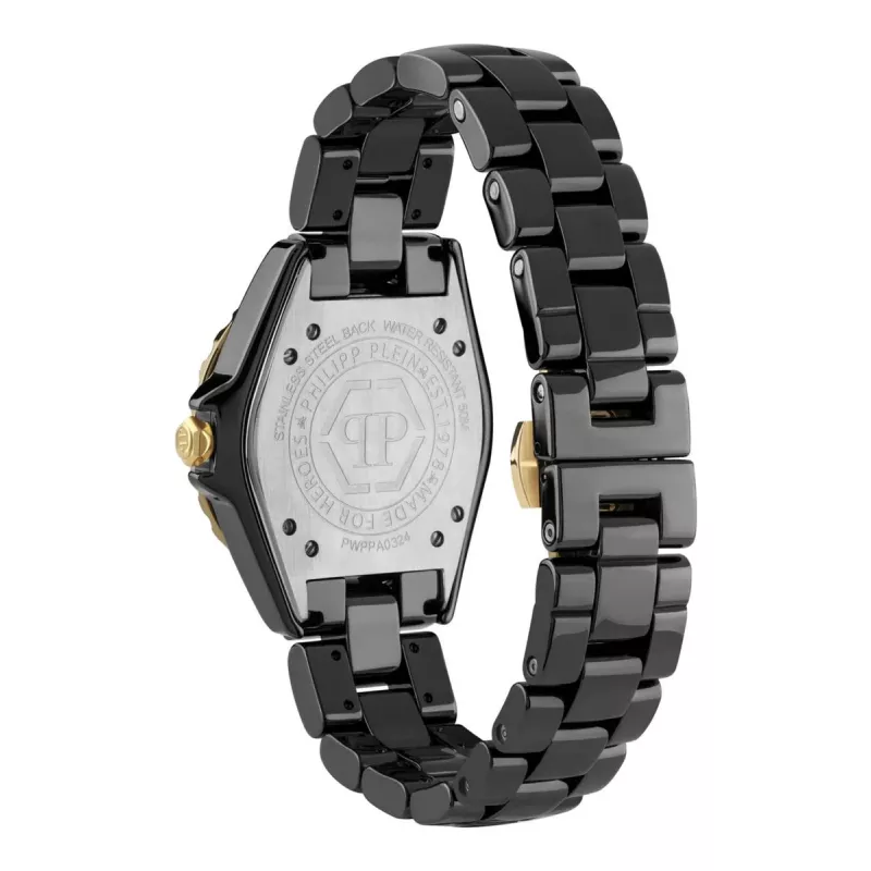 Philipp Plein The Skull Relógio de Quartzo Mulher 38mm Aço Inoxidável Preto Silicone PWPPA0324