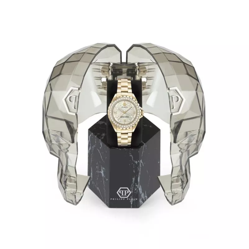 Relógio analógico de quartzo de mulher Philipp Plein PWPOA0624 The G.O.A.T. 38 mm tom de ouro rosa