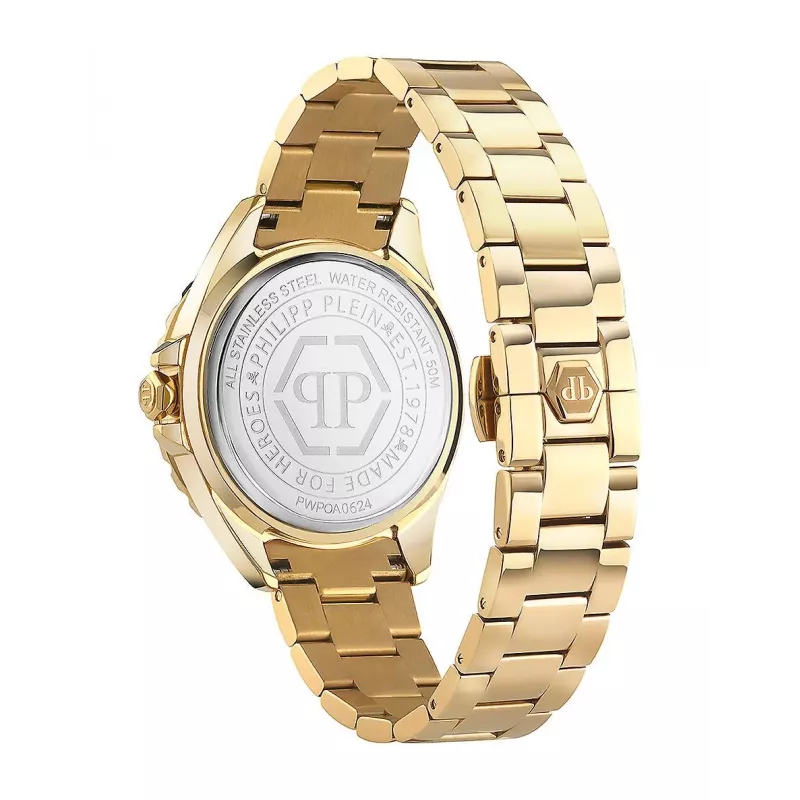 Relógio analógico de quartzo de mulher Philipp Plein PWPOA0624 The G.O.A.T. 38 mm tom de ouro rosa