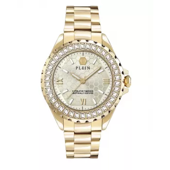 Relógio analógico de quartzo de mulher Philipp Plein PWPOA0624 The G.O.A.T. 38 mm tom de ouro rosa