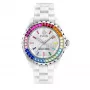 Philipp Plein relógio de senhora de quartzo PWPPA0124 The Skeleton 38mm caixa de aço inoxidável com PVD em ouro rosa bracelete de silicone preta