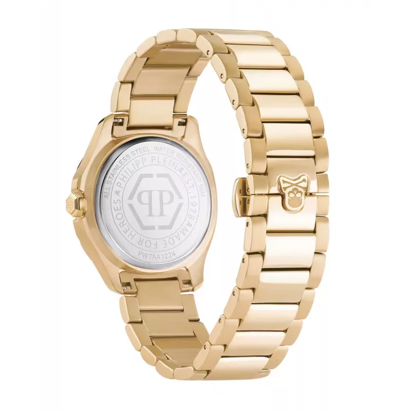 Relógio de quartzo analógico de mulher Philipp Plein PWTAA1224 The G.O.A.T. 37mm Aço inoxidável cor de ouro rosa
