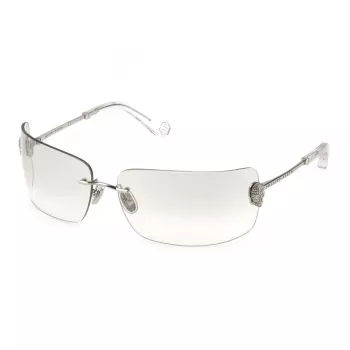 Philipp Plein Óculos de sol de mulher SPP027V95579X - armação preta oversize, lentes cinzentas, proteção UV400