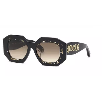Óculos de sol Philipp Plein de mulher SPP098M530700 - armação de acetato preta, lentes cinzentas, 53 mm