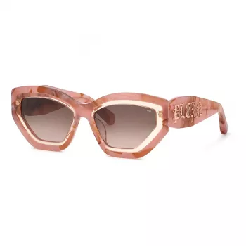 Óculos de sol de mulher Philipp Plein SPP099M5506Z8 - armação de acetato preta, lentes cinzentas, 55/18/140 mm