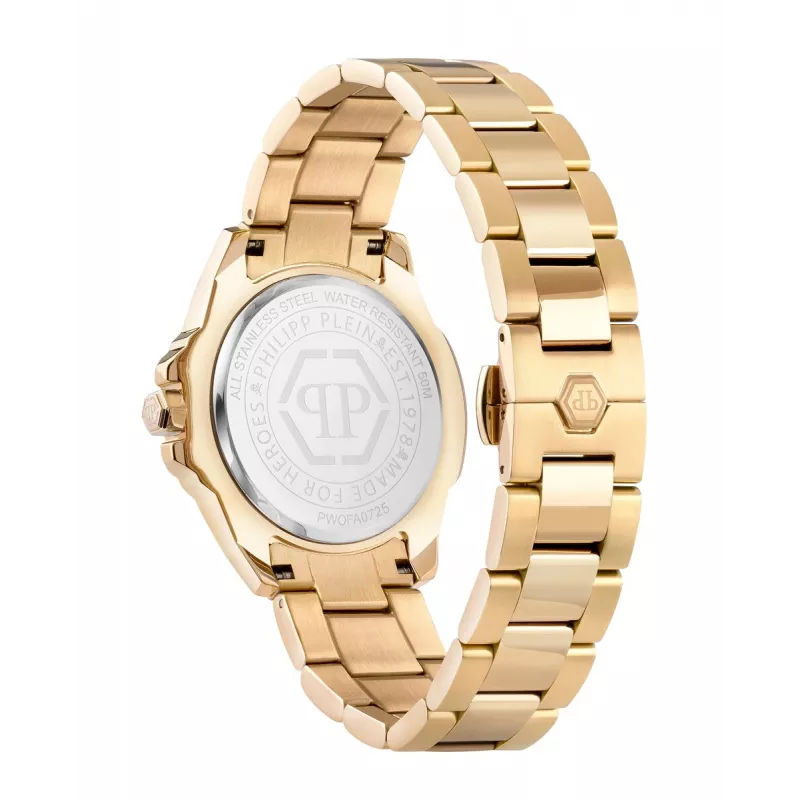 Philipp Plein relógio de senhora de quartzo The $kull 38mm aço inoxidável mostrador preto bracelete de silicone PWOFA0725