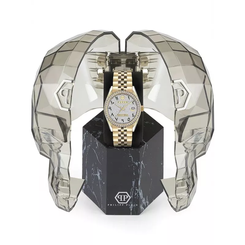 Philipp Plein relógio de mulher PW2BA0223 38mm tom de ouro rosa aço inoxidável silicone branco