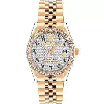 Philipp Plein relógio de mulher PW2BA0223 38mm tom de ouro rosa aço inoxidável silicone branco