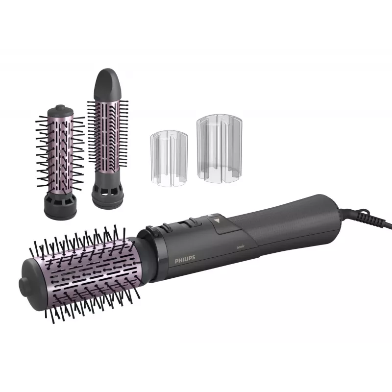 Escova modeladora de caracóis Philips 7000 Series BHA715/00, cinzento quente/rosa, 1000W, 1,8m
