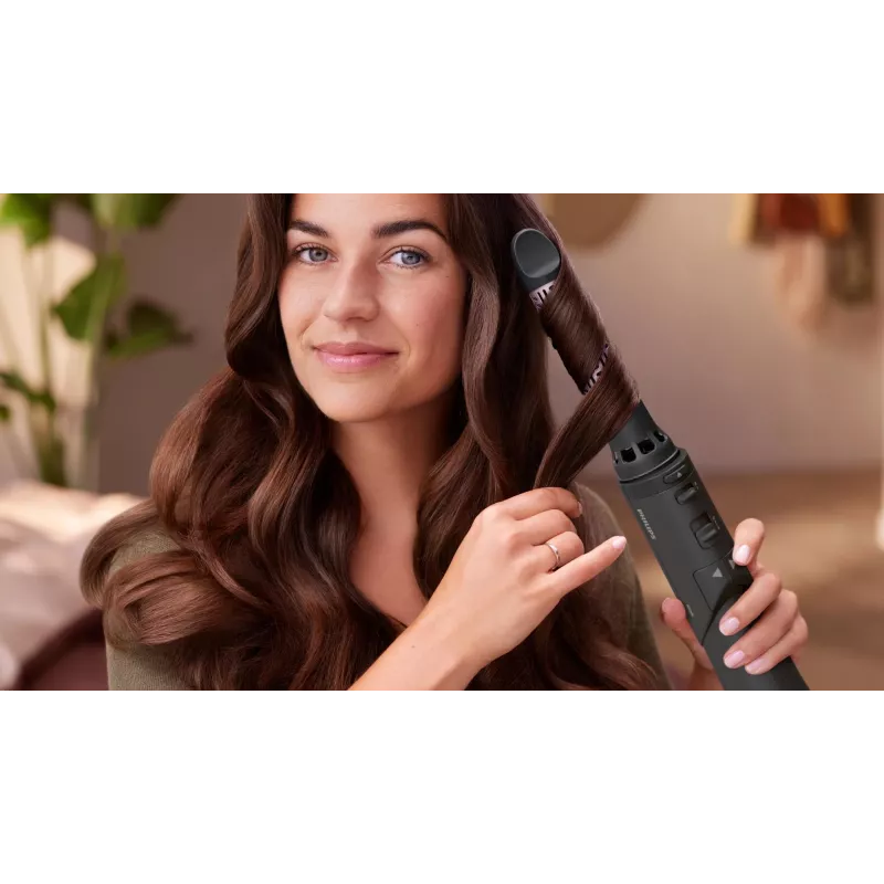 Escova modeladora de caracóis Philips 7000 Series BHA715/00, cinzento quente/rosa, 1000W, 1,8m