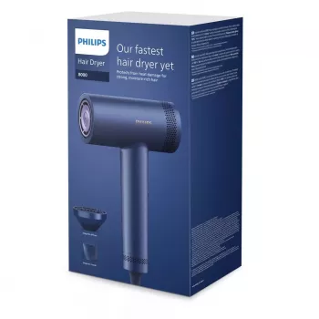 Philips Série 8000 BHD839/10 Secador de cabelo 1400 W azul meia-noite com SenseIQ, ThermoShield, Ionic Care, Cool Shot, bico de modelagem e difusor