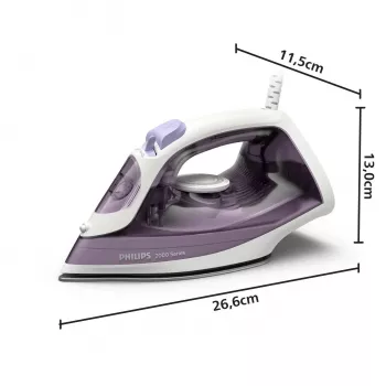 Philips DST2020/30 Ferro de engomar a vapor, 2000 W, base antiaderente, azul/branco