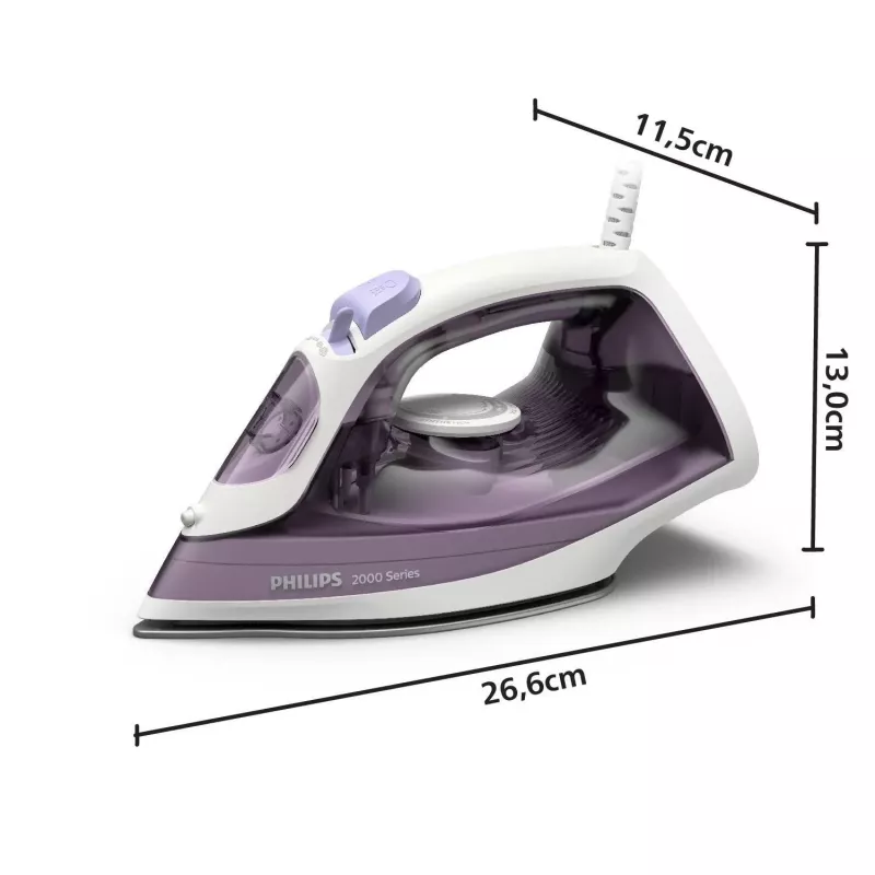 Philips DST2020/30 Ferro de engomar a vapor, 2000 W, base antiaderente, azul/branco