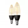 Philips Hue E14 White Ambiance 4,6W LED Filament Candle Bulb pack de 2