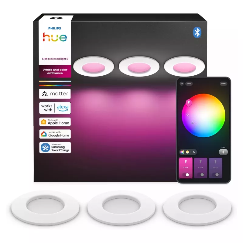 Philips Hue White & Color Ambiance Slim Recessed Light S x3 - Branco