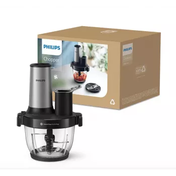 Philips Series 5000 Processador de alimentos Chopper HR1504/00, 800 W, taça de 2,1 L, branco
