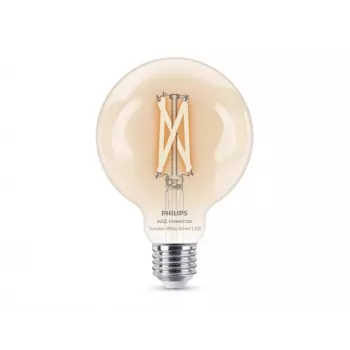 Philips Smart Wi-Fi G95 E27 Lâmpada LED Inteligente, Branco Ajustável 2700-6500K, Equivalente a 60W, Transparente