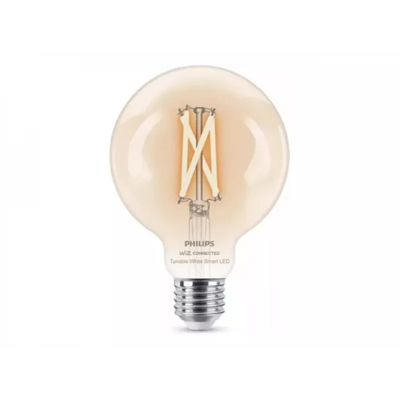 Philips Smart Wi-Fi G95 E27 Lâmpada LED Inteligente, Branco Ajustável 2700-6500K, Equivalente a 60W, Transparente
