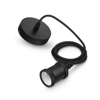 Philips Candeeiro suspenso vintage E27 Casquilho Cobertura preta Preto