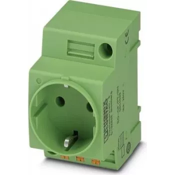 Tomada para armário elétrico Phoenix Contact EO-CF/PT/GN, Tipo F Schuko, Push-in, verde, 250V/16A, IP20, 804039