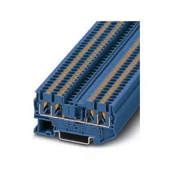 Phoenix Contact PT 2,5-QUATTRO BU Borne de passagem push-in, azul, 4 conexões, 2,5 mm², 800 V, 24 A, montagem em calha DIN