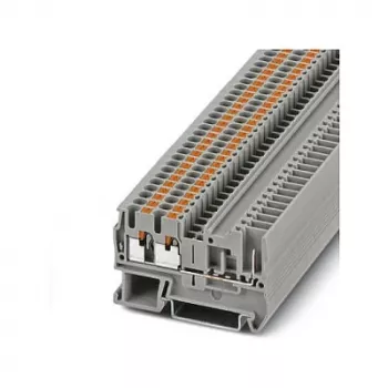 Phoenix Contact PT 2,5-TWIN/1P borne de passagem push-in, cinzento, 24A, 500V, montagem em calha DIN, 26-12 AWG, 3 ligações