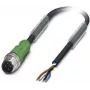 Cabo sensor/atuador Phoenix Contact SAC-4P-M12MS/ 3,0-PUR, ficha M12 reta para extremidade aberta, 4 polos codificação A, 3 m PUR preto-cinzento