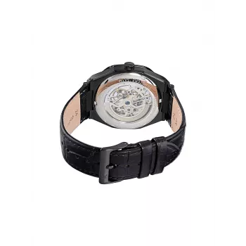 Relógio analógico de quartzo de homem Pierre Cardin CF.1002.LB.1 42mm mostrador preto bracelete de couro