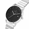 Relógio de homem Pierre Cardin quartzo analógico CLC.6006 - Caixa de aço inoxidável 43 mm bracelete de pele preta