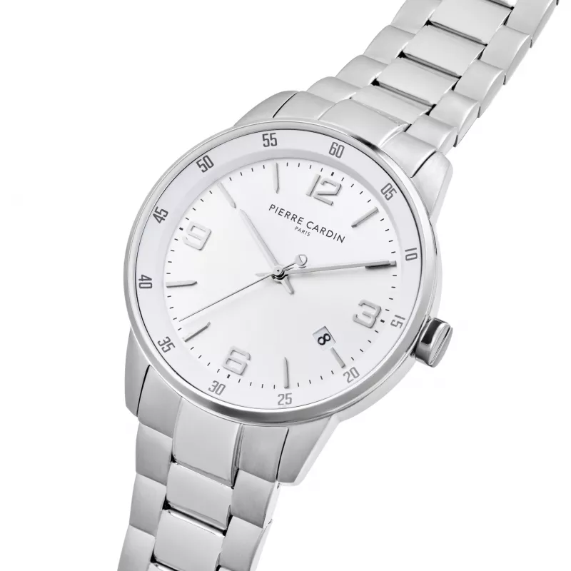 Pierre Cardin homem relógio de quartzo analógico CMR.0006 40 mm aço inoxidável mostrador preto bracelete de couro