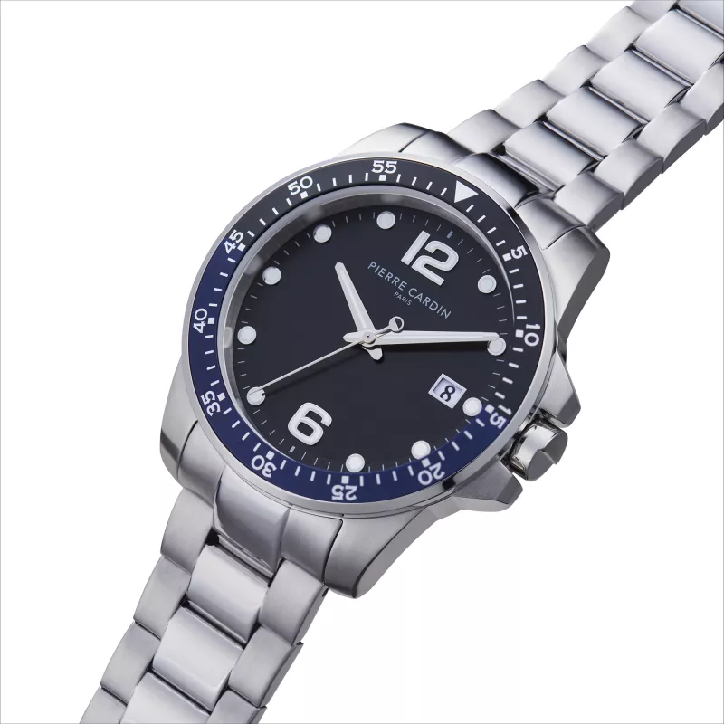 Pierre Cardin relógio de homem analógico de quartzo CNI.0030 40mm mostrador preto bracelete de pele