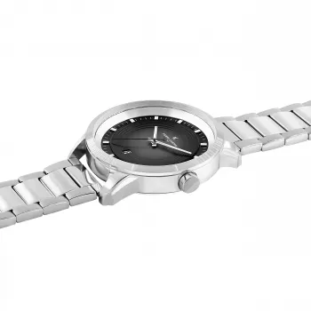 Relógio de homem Pierre Cardin quartzo analógico CCP.5024 - caixa de aço inoxidável 45mm, mostrador preto, bracelete de pele preta