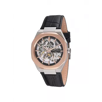 Pierre Cardin relógio analógico de quartzo de homem CF.1002.LB.2 42mm aço inoxidável mostrador preto bracelete de pele