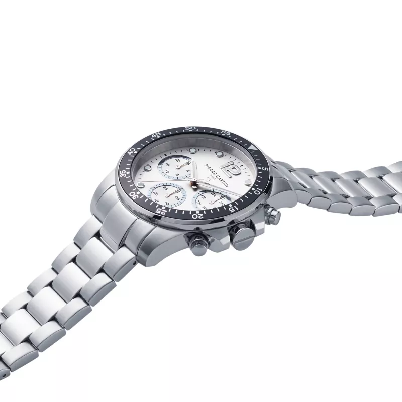 Pierre Cardin relógio de homem analógico de quartzo CNI.0012 40mm caixa de aço inoxidável bracelete de pele preta