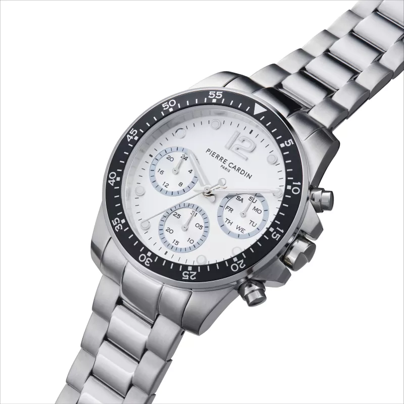 Pierre Cardin relógio de homem analógico de quartzo CNI.0012 40mm caixa de aço inoxidável bracelete de pele preta