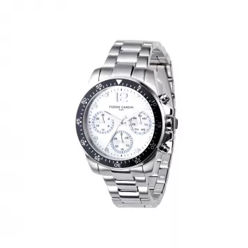 Relógio de pulso de quartzo de homem Pierre Cardin CNI.0012 40 mm caixa de aço inoxidável bracelete de pele preta