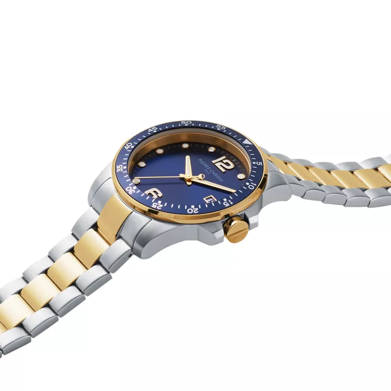 Relógio Pierre Cardin homem quartzo CNI.0031 40mm caixa de aço inoxidável mostrador preto pulseira de pele