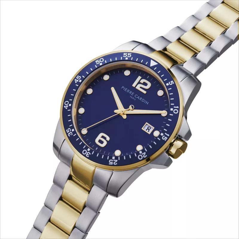 Relógio Pierre Cardin homem quartzo CNI.0031 40mm caixa de aço inoxidável mostrador preto pulseira de pele