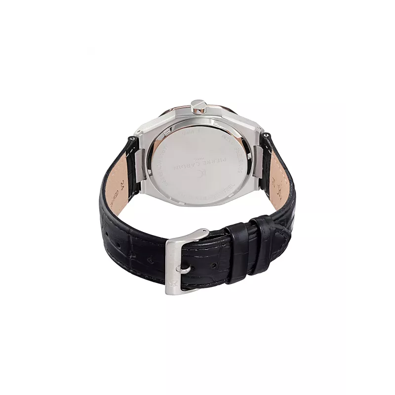 Pierre Cardin Relógio de homem CF.1000.LB.1 42mm aço inoxidável quartzo analógico mostrador preto bracelete de pele