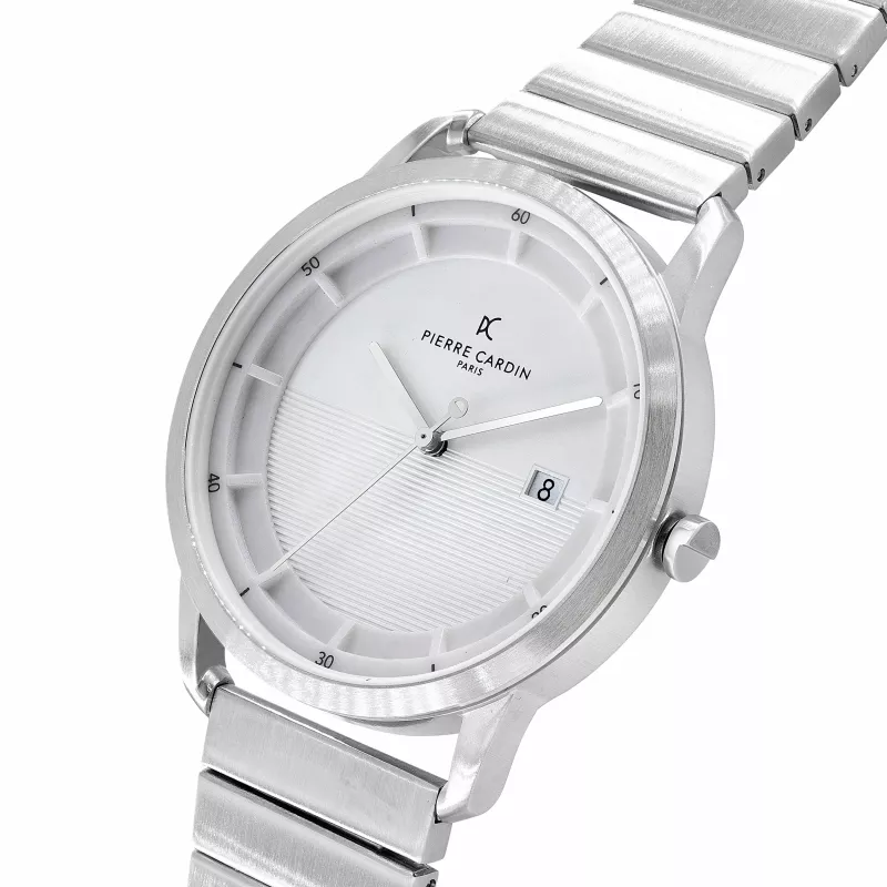 Relógio de homem Pierre Cardin CLC.6001 43 mm aço inoxidável quartzo analógico mostrador preto bracelete de pele