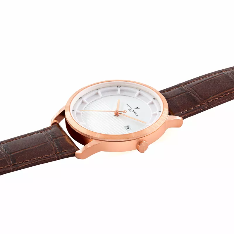 Pierre Cardin relógio de homem CLC.6003 43mm aço inoxidável mostrador preto bracelete de pele genuína